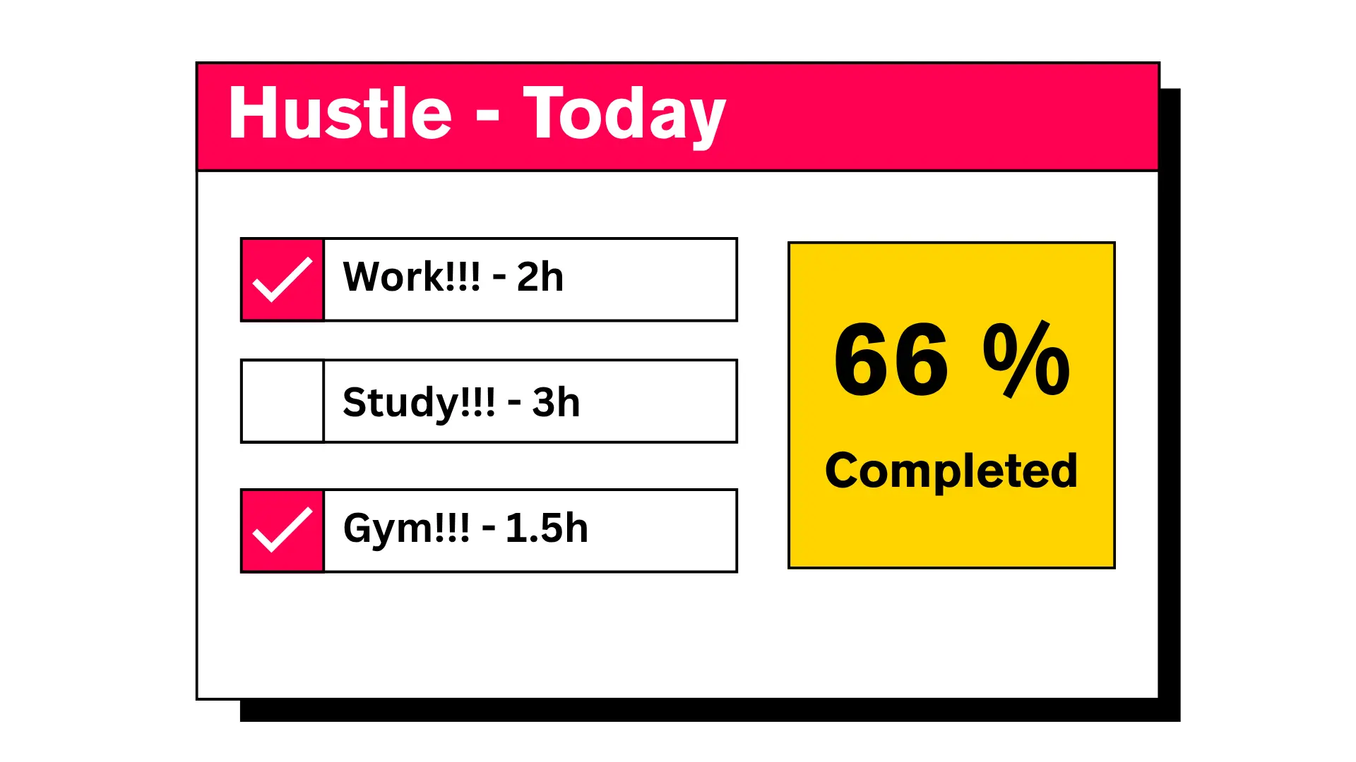 Push daily checklist with completed tasks and progress bar